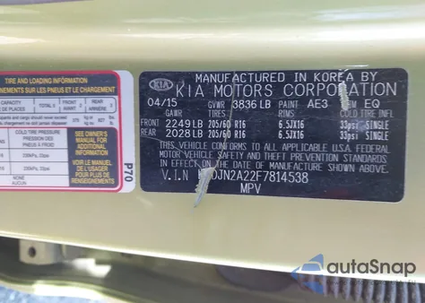 2015 Kia Soul from USA, damaged, VIN KNDJN2A22F7814538